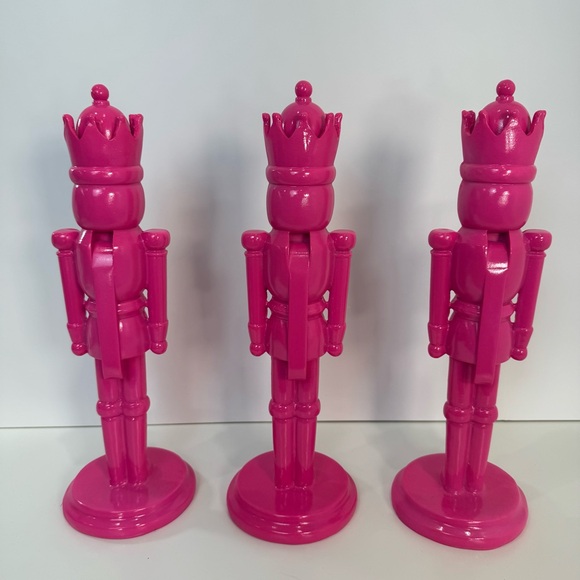 Hot Pink Nutcracker Decor – Set of 3 | Modern Holiday Accent